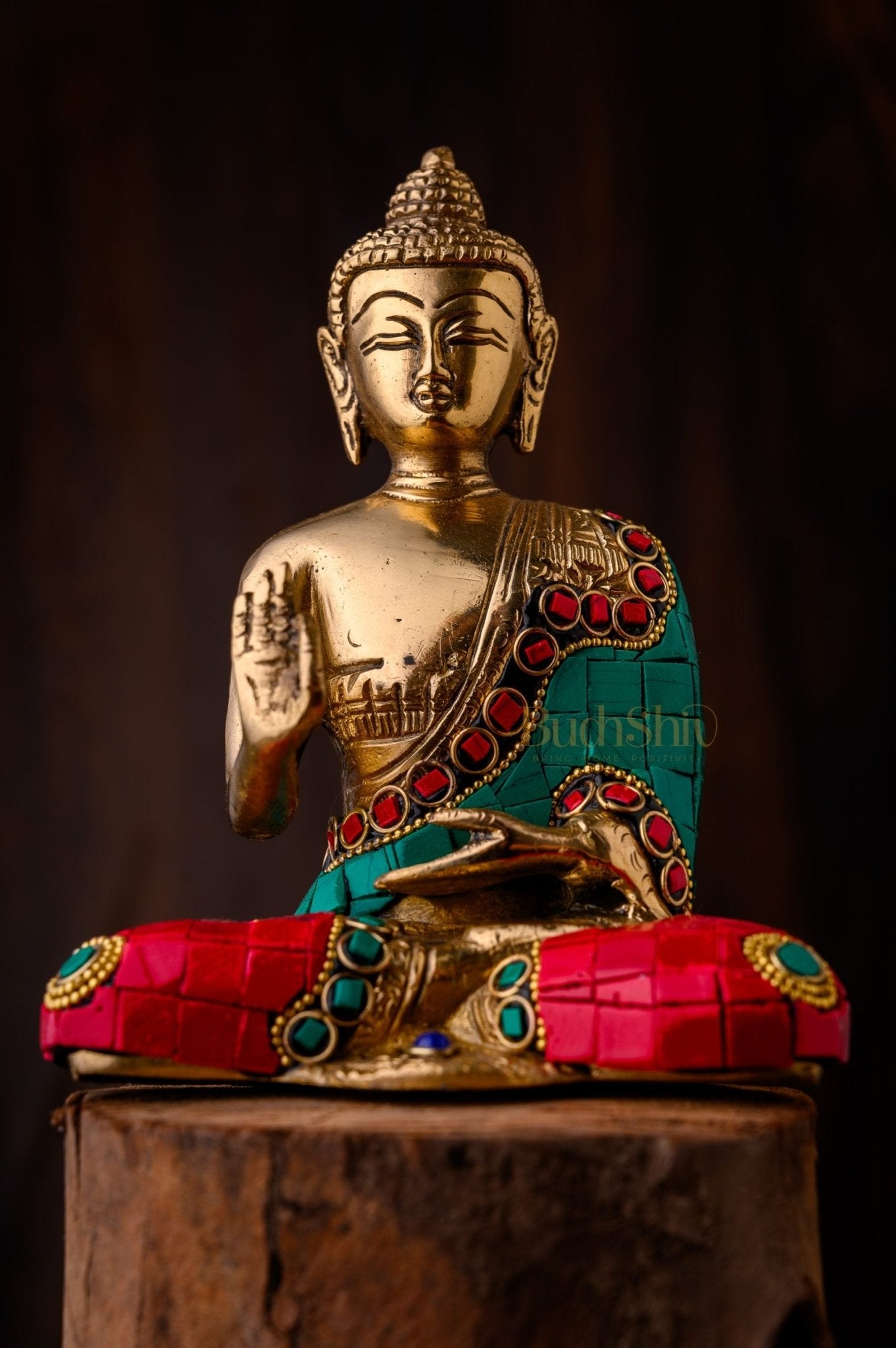 Handcrafted Brass Buddha Idol | Symbol of Enlightenment and Inner Peace | 7" x 5" x 3" - Budhshiv.com