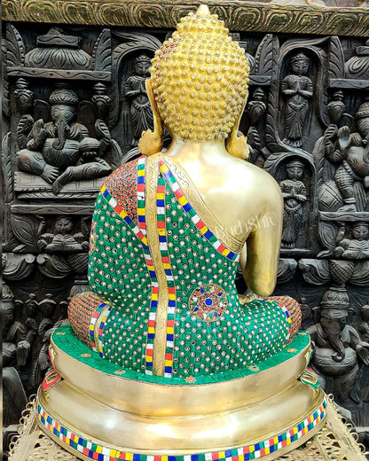 Handcrafted Brass Buddha Statue - Abhaya Aashirwad Mudra - 24 inches - Budhshiv.com