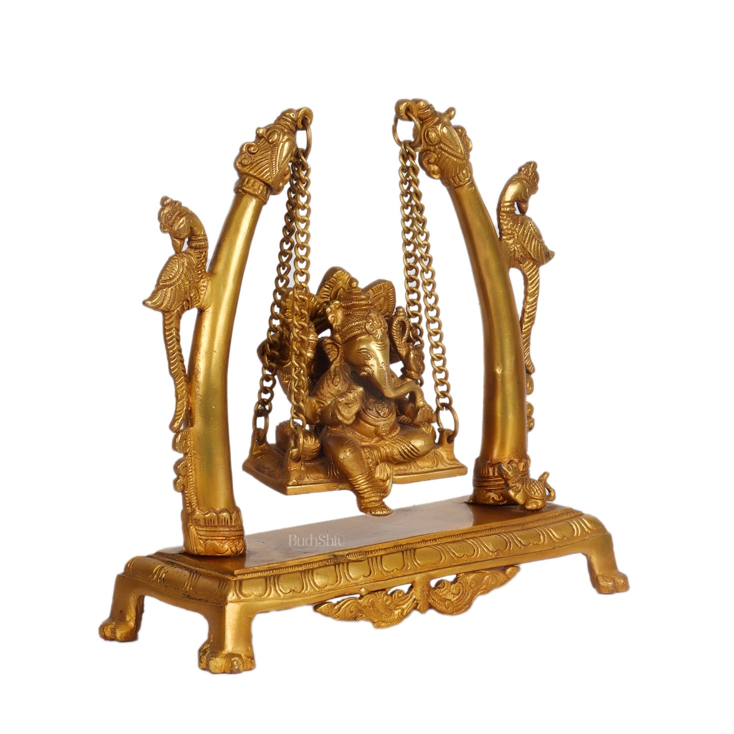 Handcrafted Brass Ganapathi Swing - Fine Brass, Handmade, 10 inches - Budhshiv.com