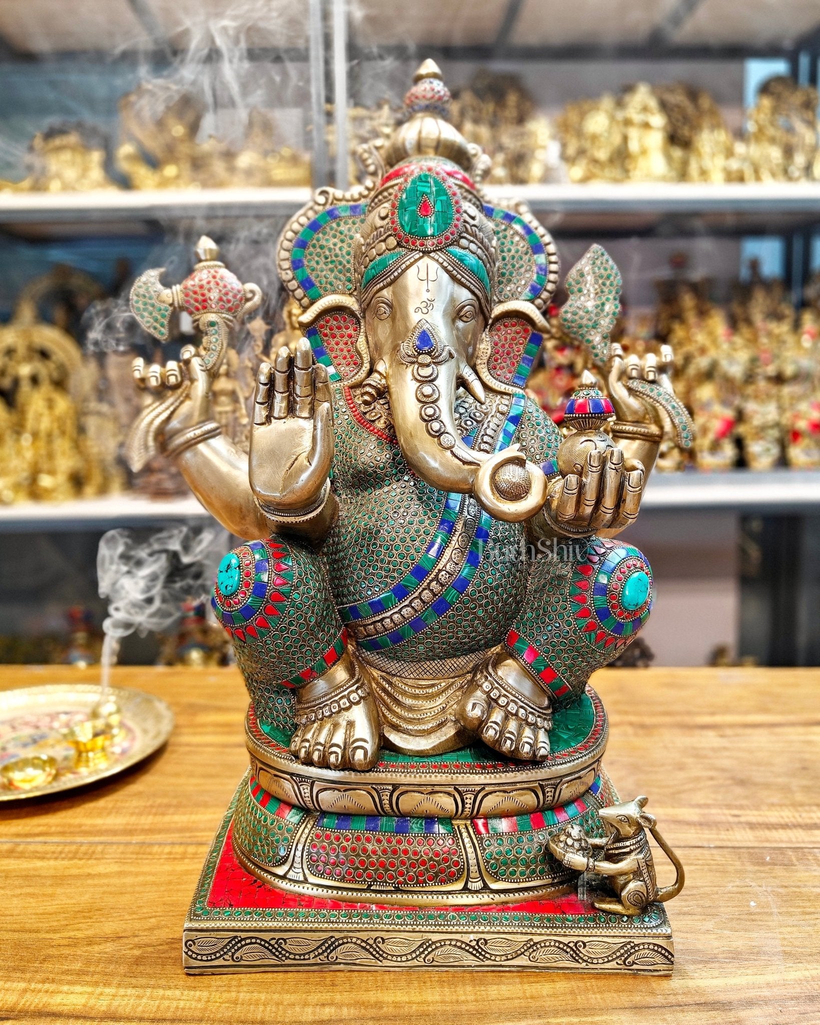 Handcrafted Brass Ganapati Statue - 24" Height - Budhshiv.com