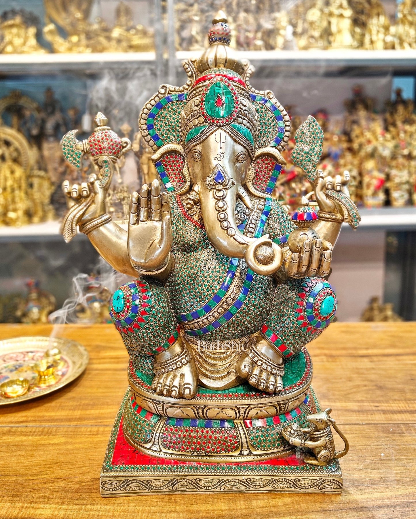 Handcrafted Brass Ganapati Statue - 24" Height - Budhshiv.com