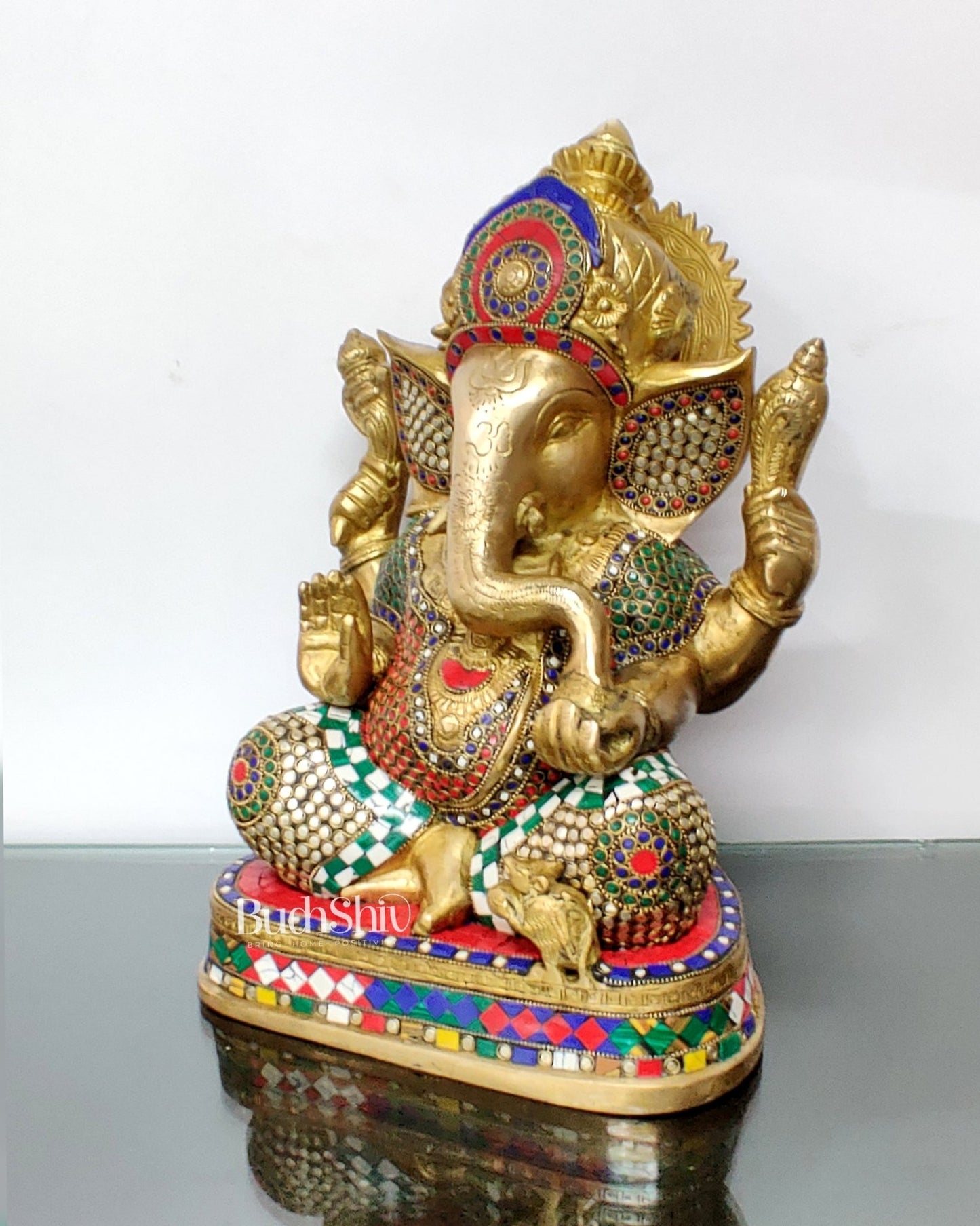 Handcrafted Brass Ganesha Statue 14" - Budhshiv.com