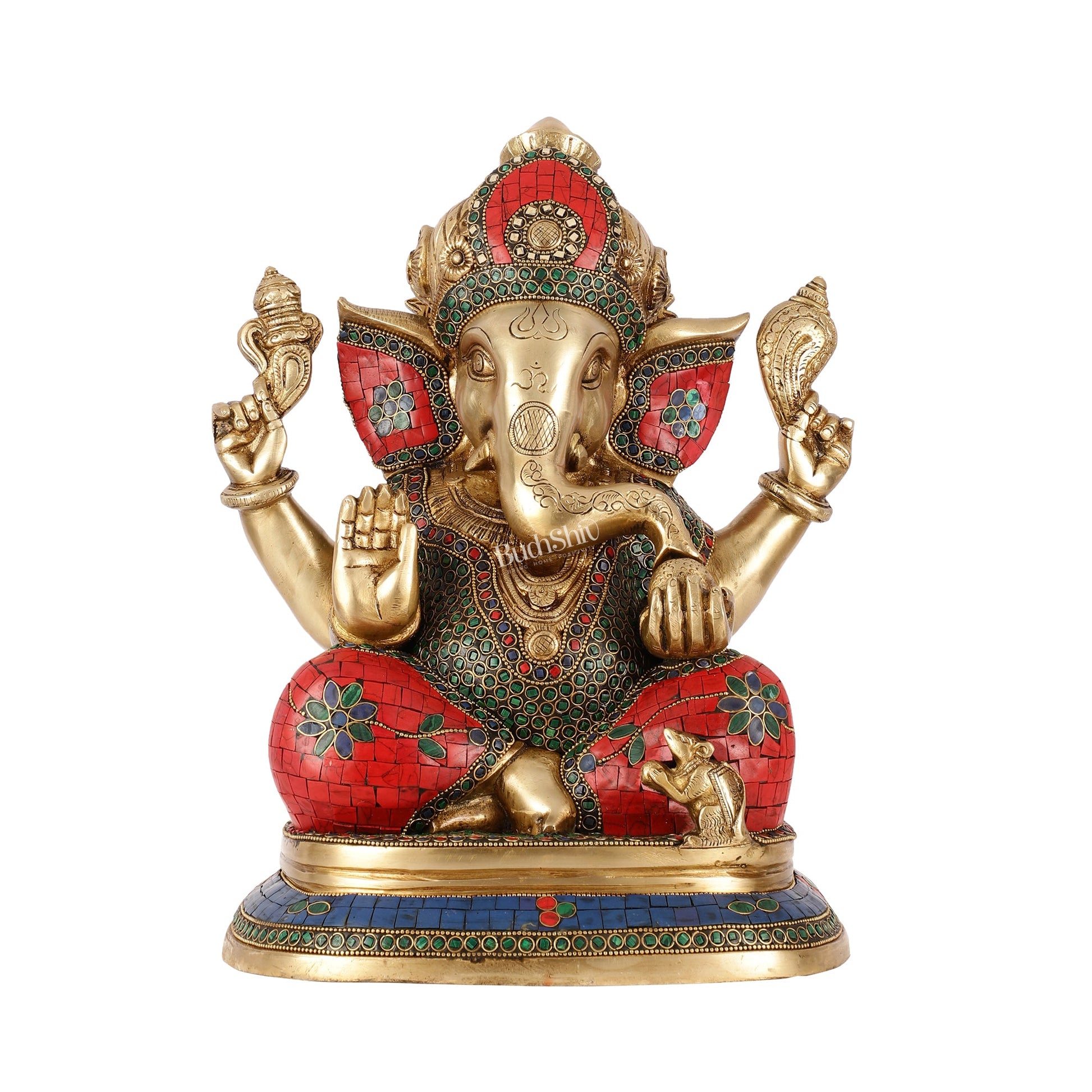 Handcrafted Brass Ganesha Statue 14" - Budhshiv.com