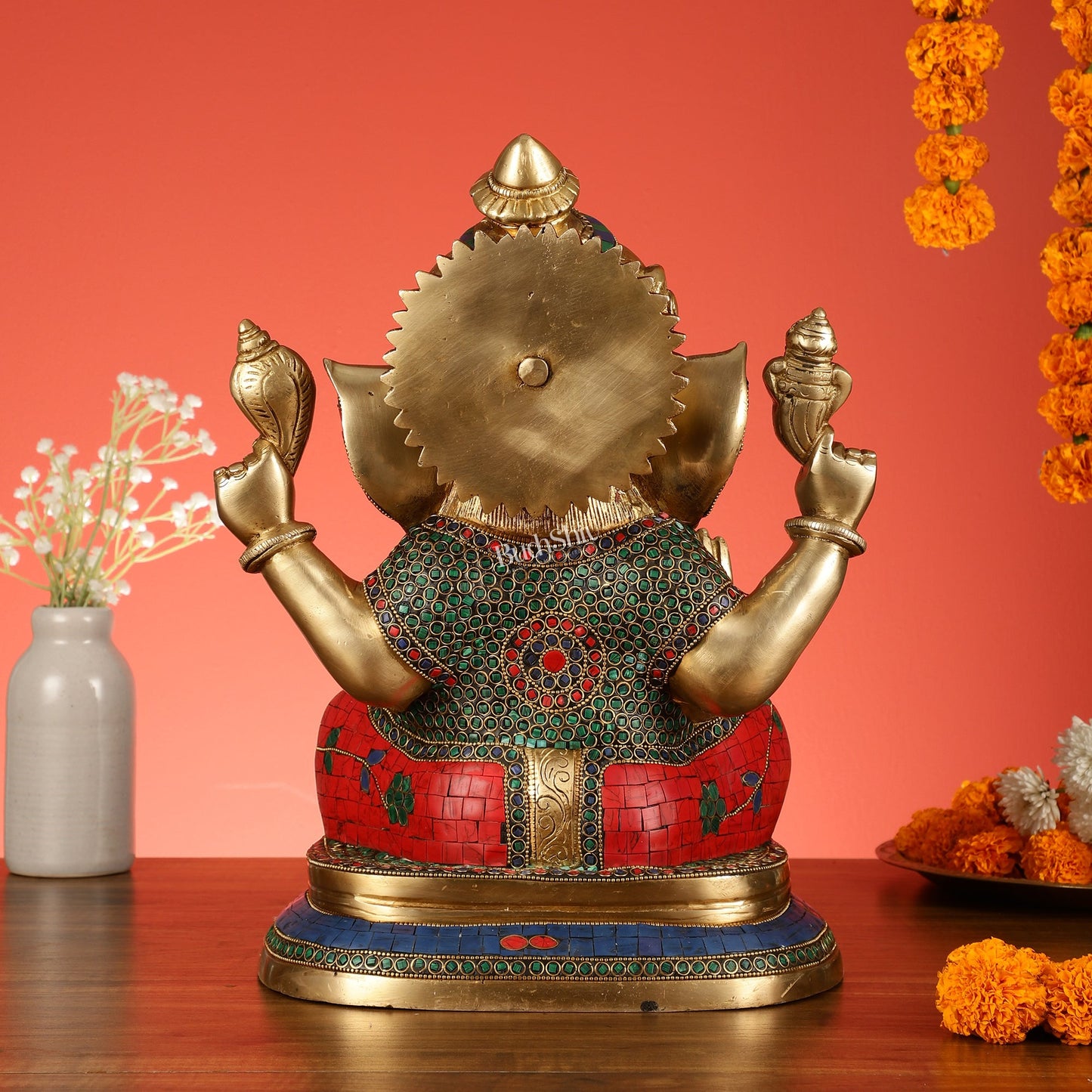 Handcrafted Brass Ganesha Statue 14" - Budhshiv.com