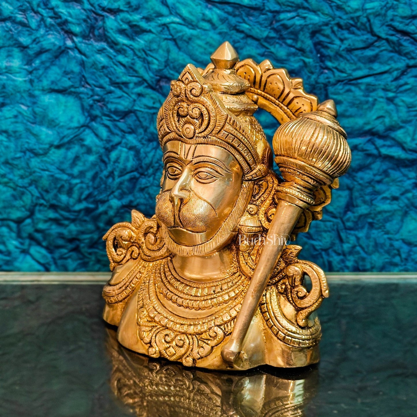 Handcrafted Brass Hanuman Ji Bust | Superfine Quality | 8" Height - Budhshiv.com