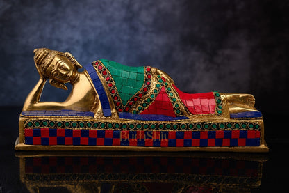 Handcrafted Brass Idol - Reclining Buddha Statue - Budhshiv.com