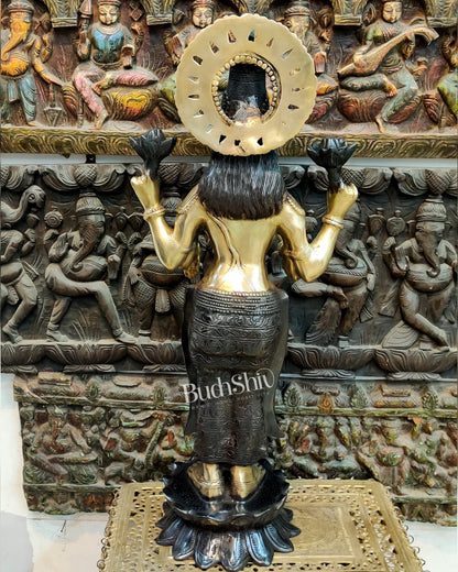 Handcrafted Brass Lakshmi Standing Statue 32" - Budhshiv.com