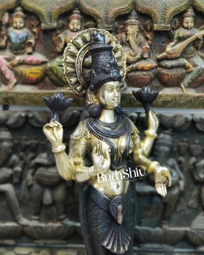 Handcrafted Brass Lakshmi Standing Statue 32" - Budhshiv.com