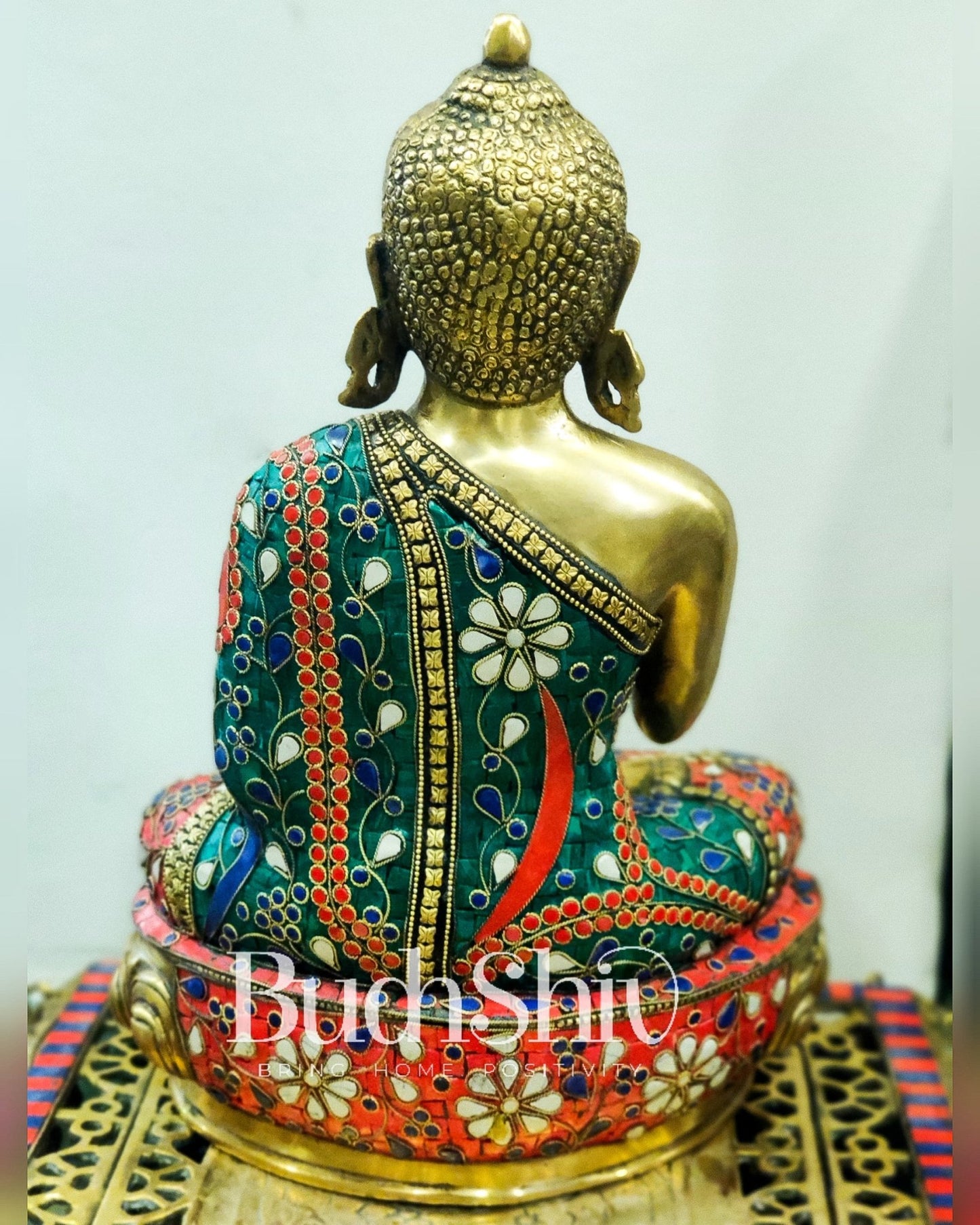 Handcrafted Brass Lord Buddha Statue in Abhaya Mudra 15.5" - Budhshiv.com