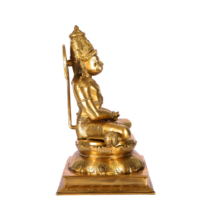 Handcrafted Brass Lord Hanuman Murti | Deep Meditation | 18" Height - Budhshiv.com