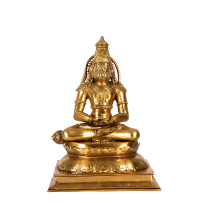 Handcrafted Brass Lord Hanuman Murti | Deep Meditation | 18" Height - Budhshiv.com