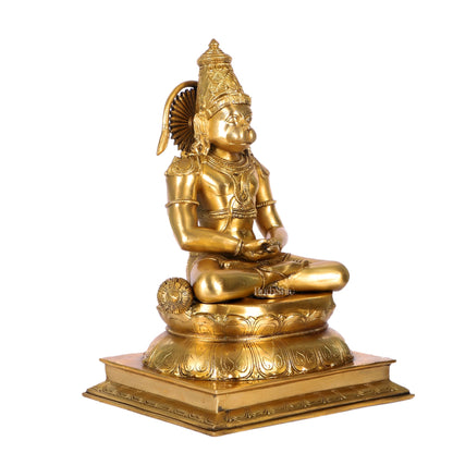 Handcrafted Brass Lord Hanuman Murti | Deep Meditation | 18" Height - Budhshiv.com