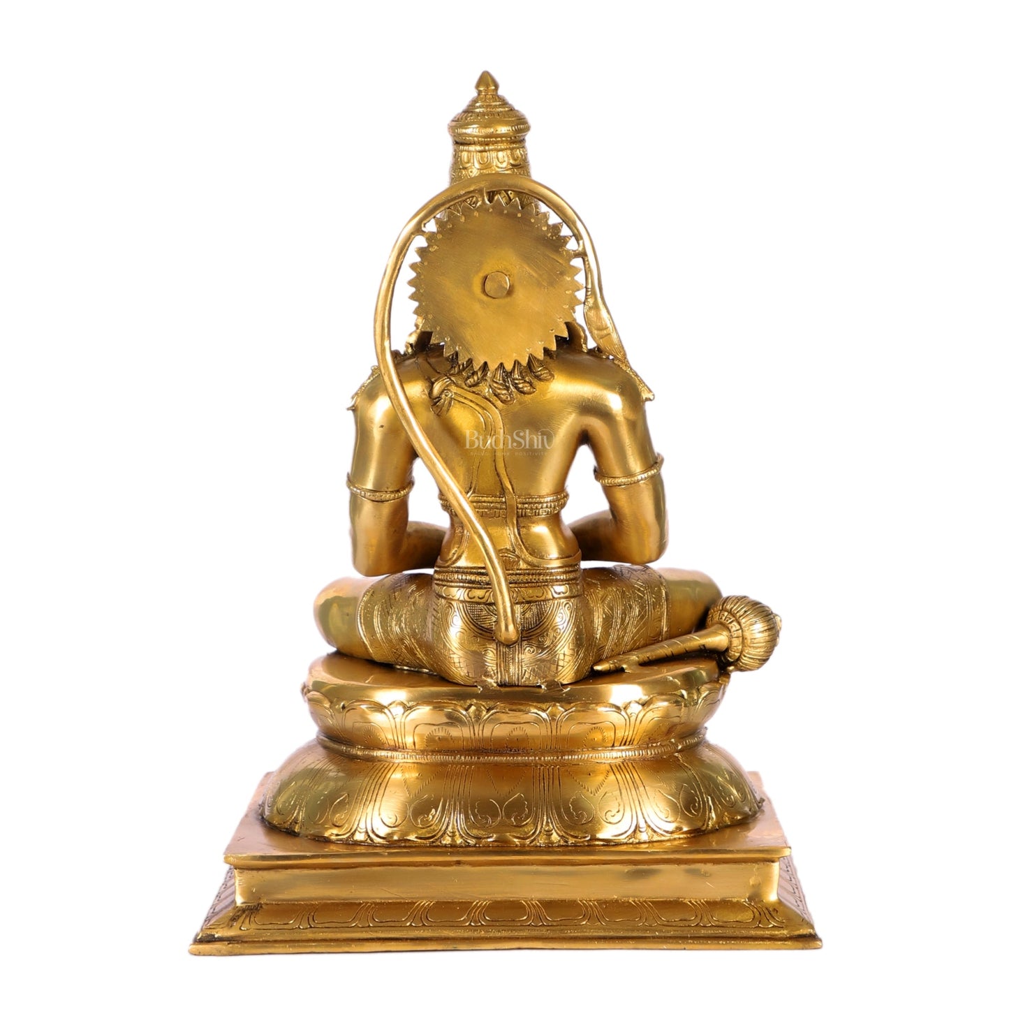 Handcrafted Brass Lord Hanuman Murti | Deep Meditation | 18" Height - Budhshiv.com