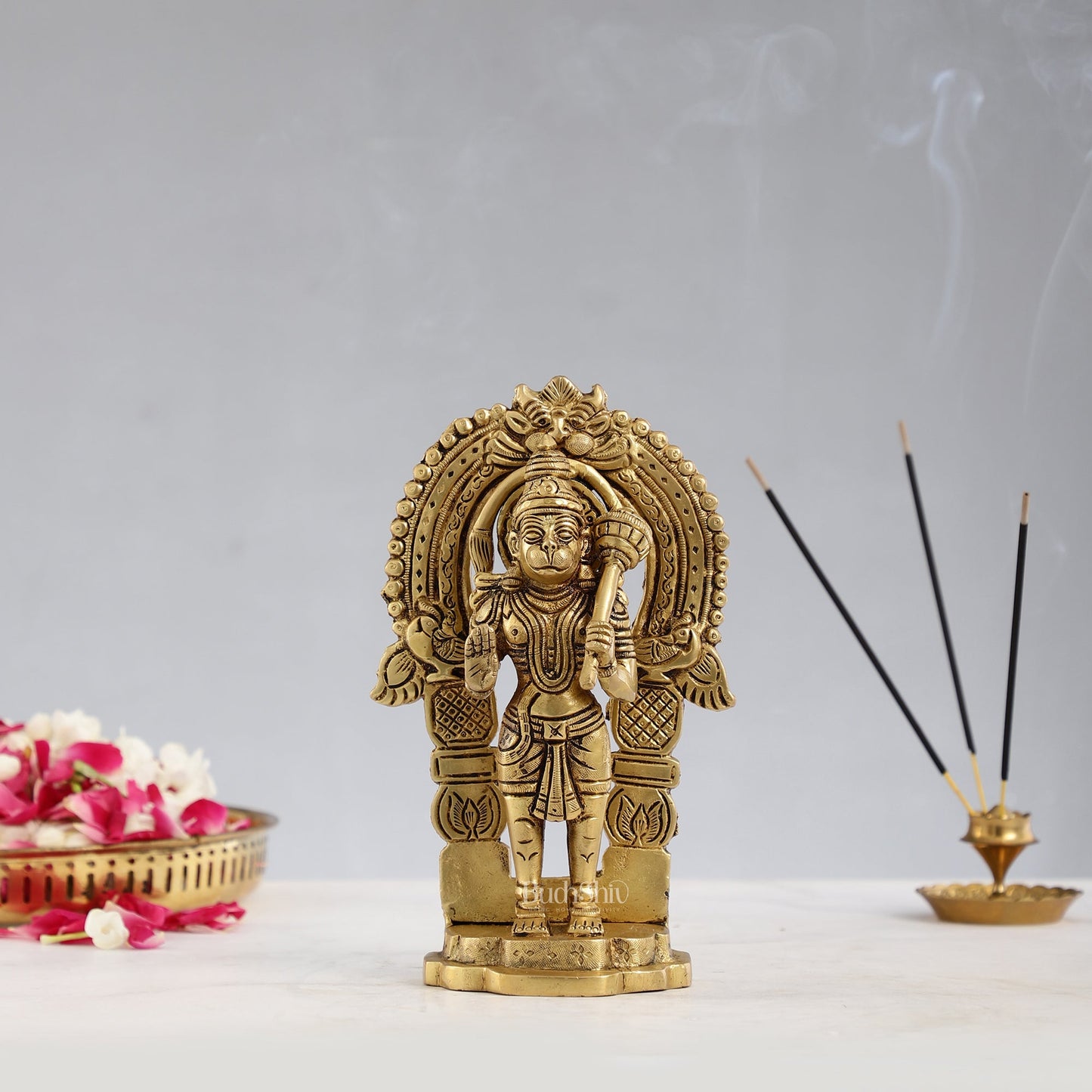 Handcrafted Brass Lord Hanuman Statue | Anjaneya and Vayu Putra | 8.5" Height - Budhshiv.com