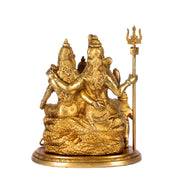 Handcrafted Brass Lord Shiva Parivaar Idol | Golden Finish | 9.5" Height - Budhshiv.com