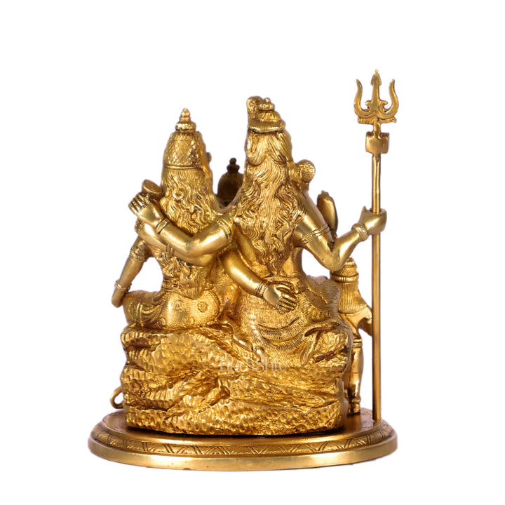 Handcrafted Brass Lord Shiva Parivaar Idol | Golden Finish | 9.5" Height - Budhshiv.com