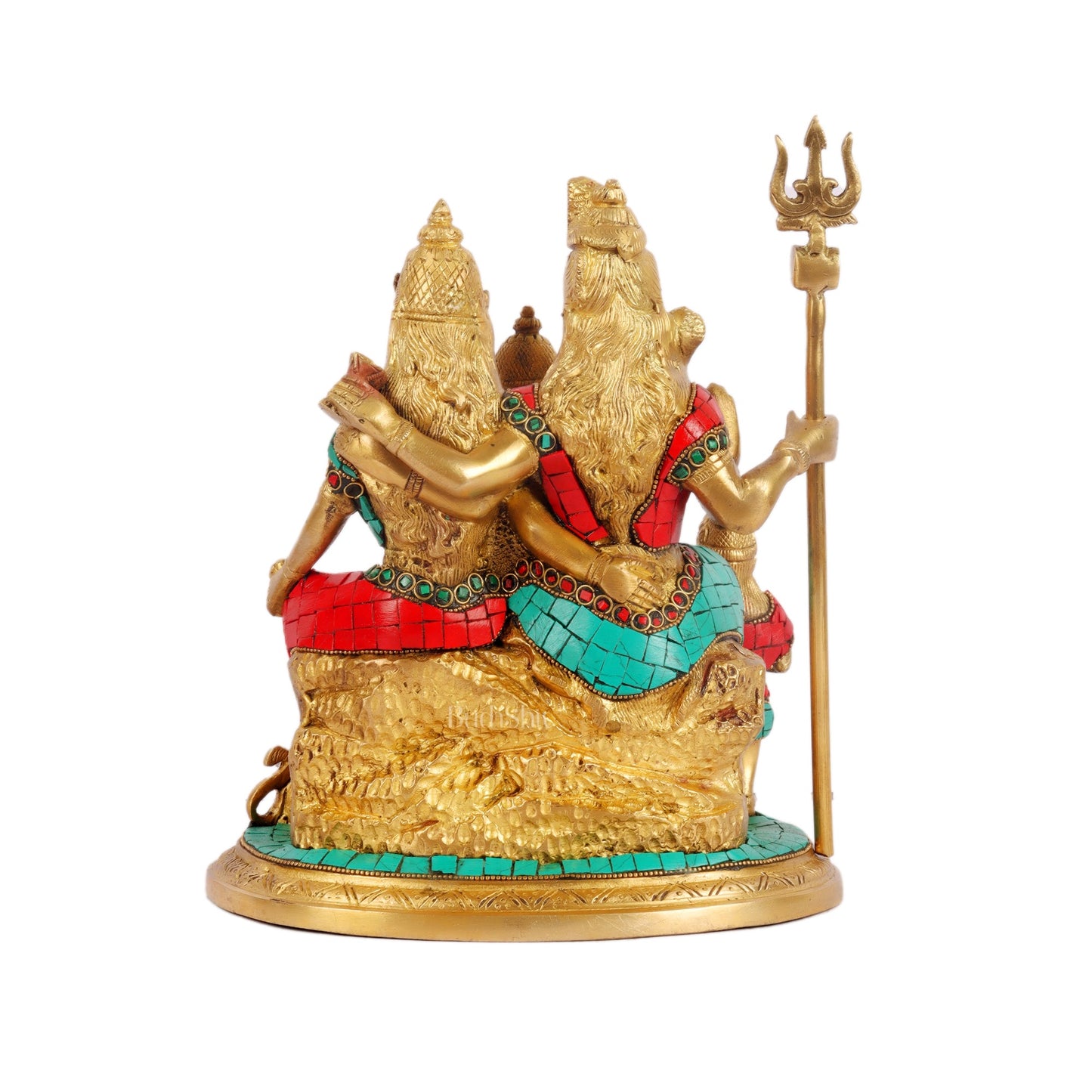 Handcrafted Brass Lord Shiva Parivaar Idol stonework 9.5 inches - Budhshiv.com