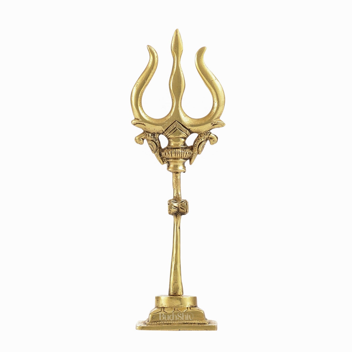 Handcrafted Brass Lord Shiva Trishul with Damru - Perfect for Small Temples - Budhshiv.com