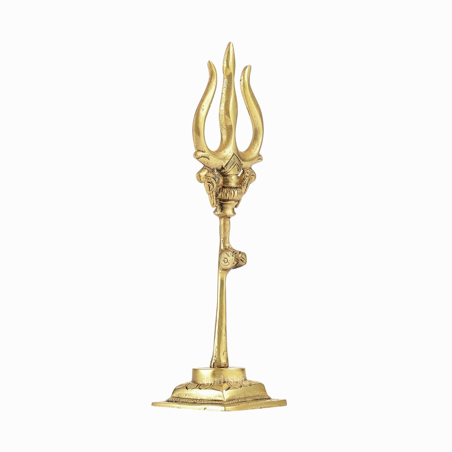 Handcrafted Brass Lord Shiva Trishul with Damru - Perfect for Small Temples - Budhshiv.com