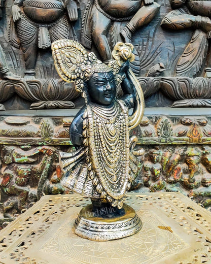 Handcrafted Brass Lord Shrinath Ji Statue | From Nathdwara 13 inch - Budhshiv.com
