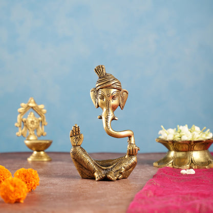 Handcrafted Brass Pagadi Ganesha Idol | 7 inch - Budhshiv.com