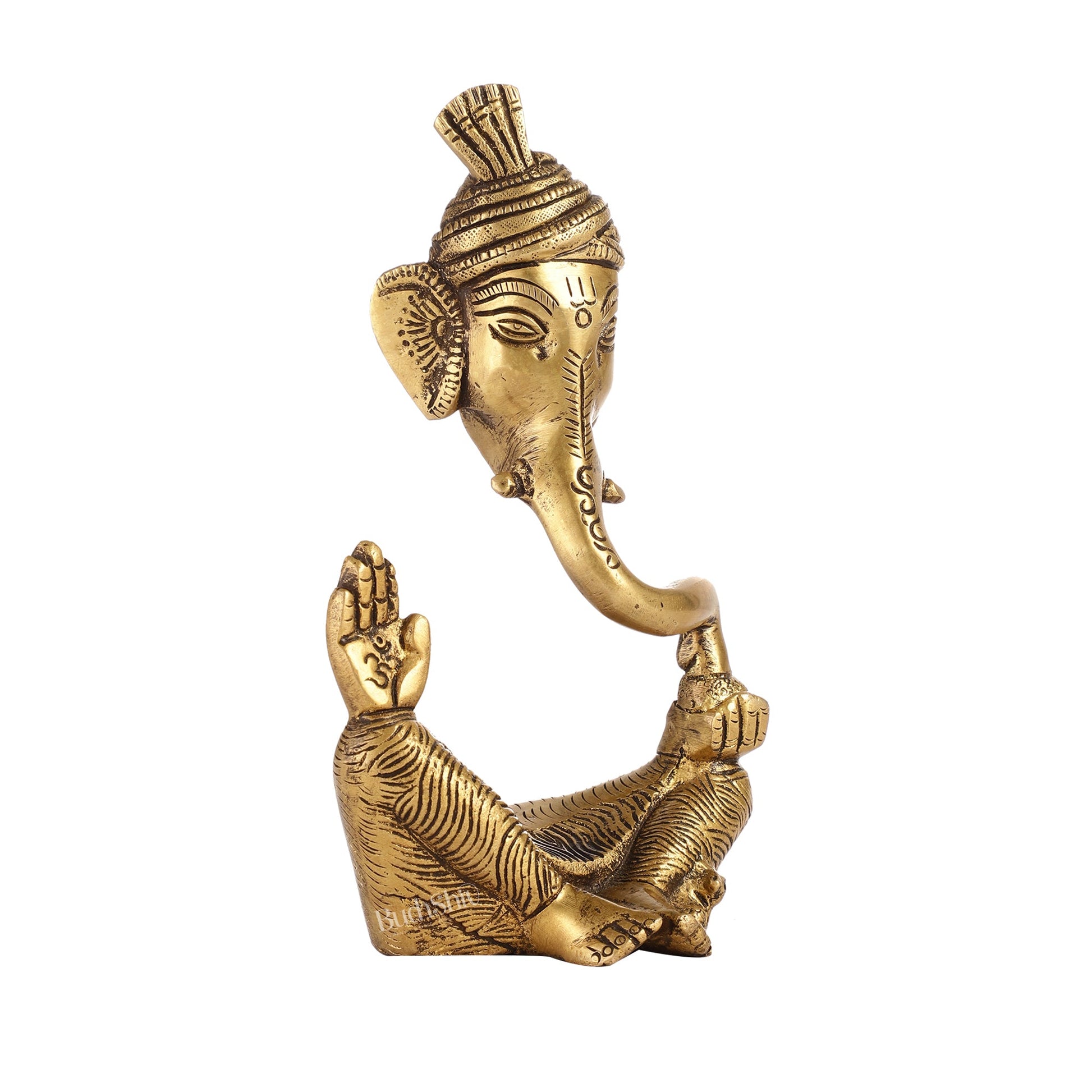 Handcrafted Brass Pagadi Ganesha Idol | 7 inch - Budhshiv.com