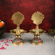 Handcrafted Brass peacock Diya - 11 inch pair - Budhshiv.com
