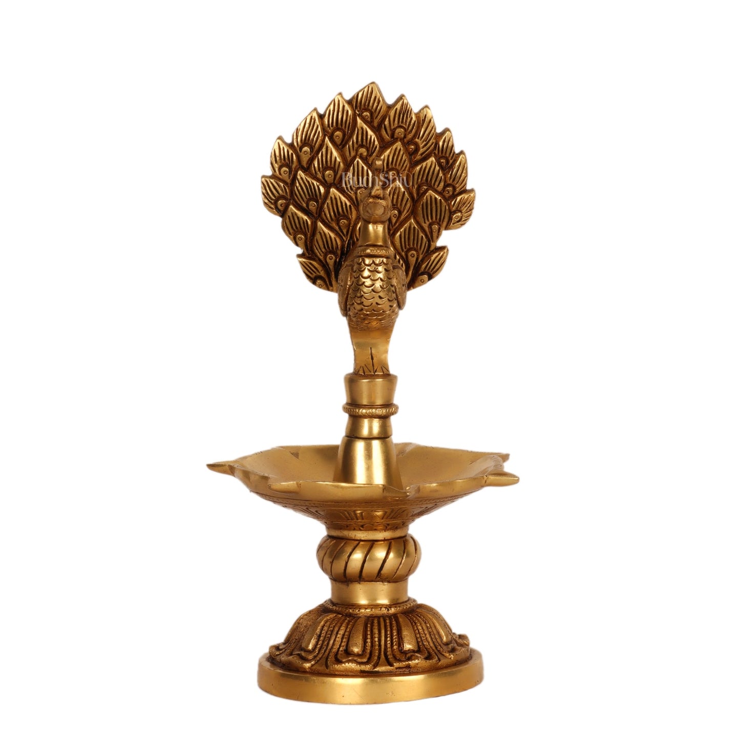 Handcrafted Brass peacock Diya - 11 inch - Budhshiv.com