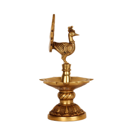 Handcrafted Brass peacock Diya - 11 inch - Budhshiv.com