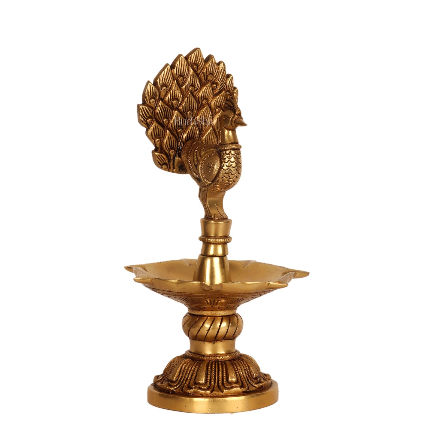 Handcrafted Brass peacock Diya - 11 inch - Budhshiv.com