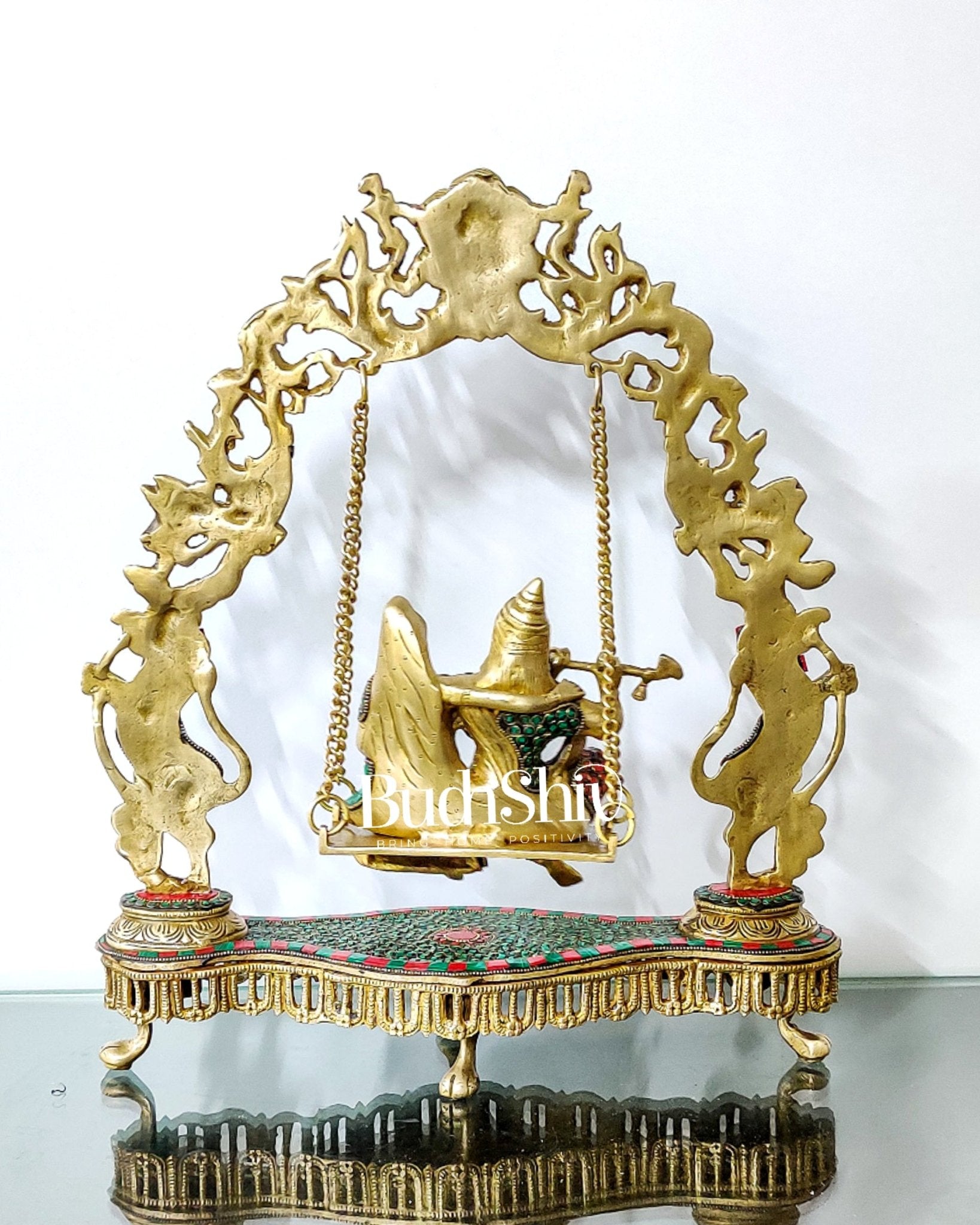 Handcrafted Brass Radha Krishna on Swing idol 18 inch - Budhshiv.com