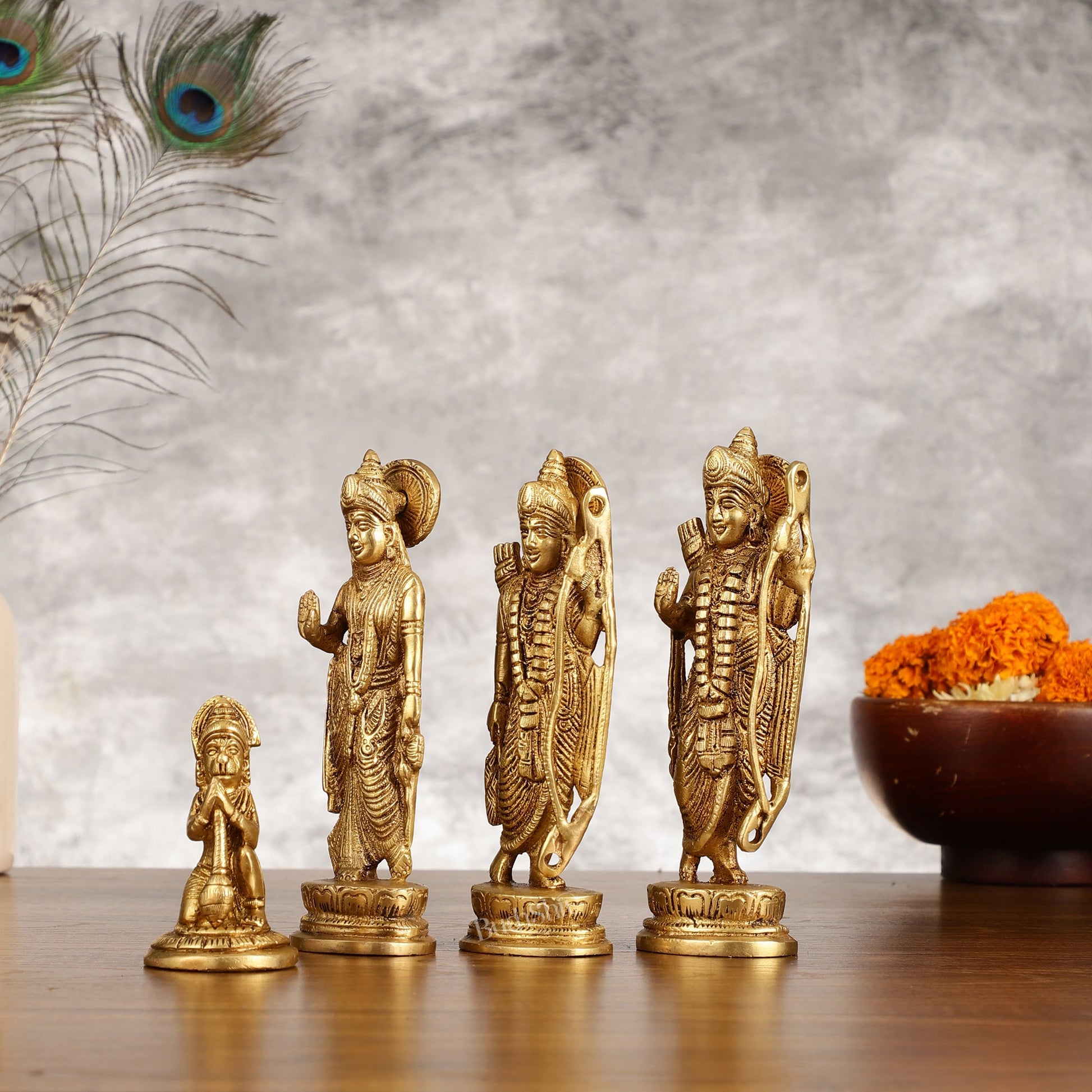 Handcrafted Brass Ram Darbar Idols 7 inch - Budhshiv.com