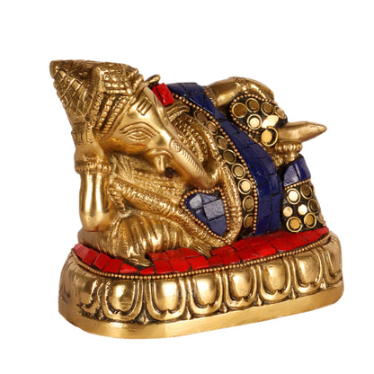 Handcrafted Brass Resting Ganesha Statue - Perfect Gift and Collectible - Budhshiv.com