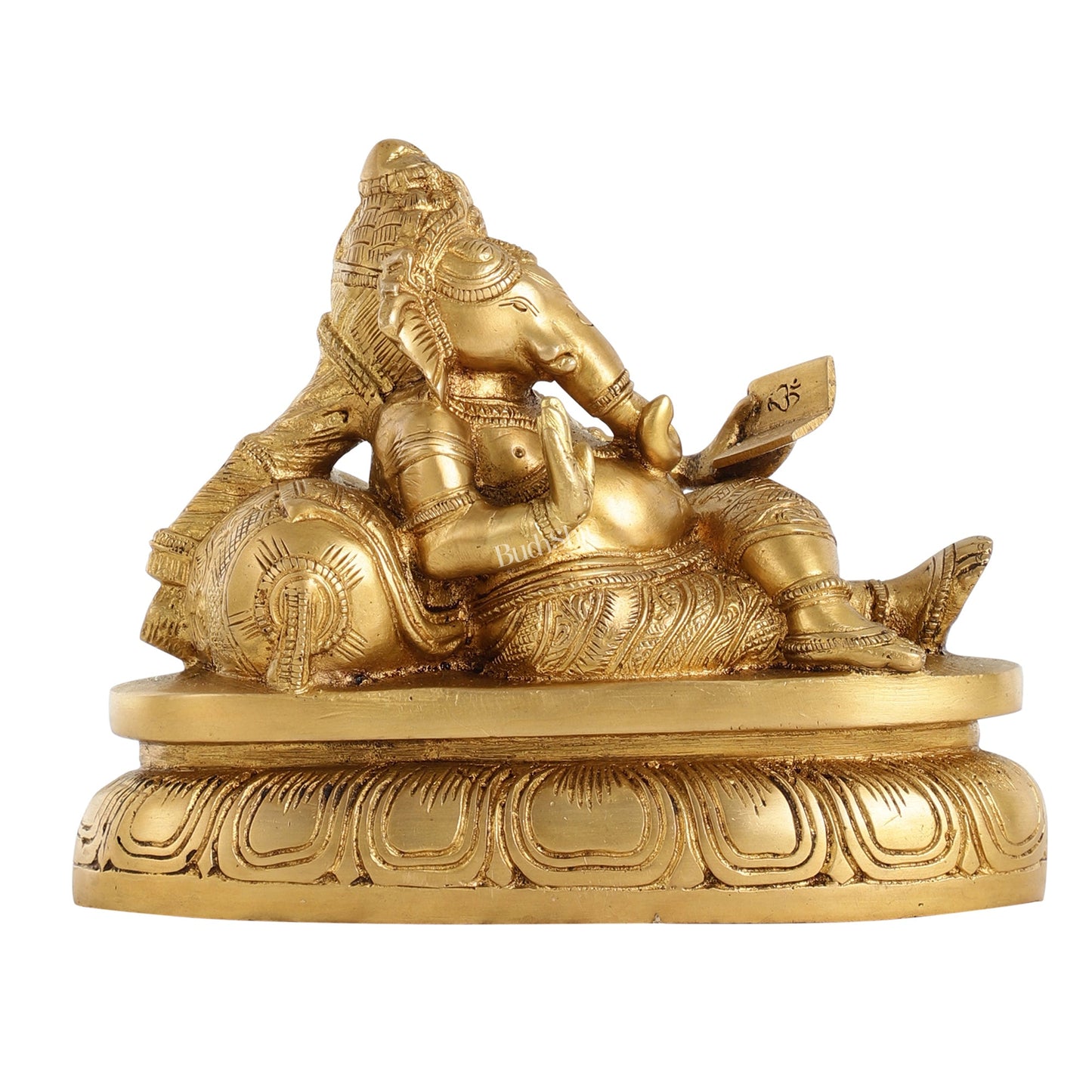 Handcrafted Brass Resting Ganesha Table Accent - 6 Inch - Budhshiv.com