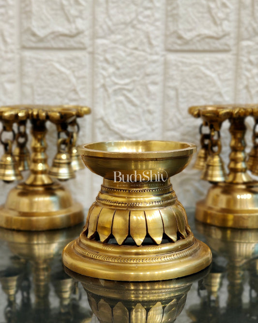 Handcrafted Brass Round Lotus Candle Holder | Exquisite and Elegant - Budhshiv.com