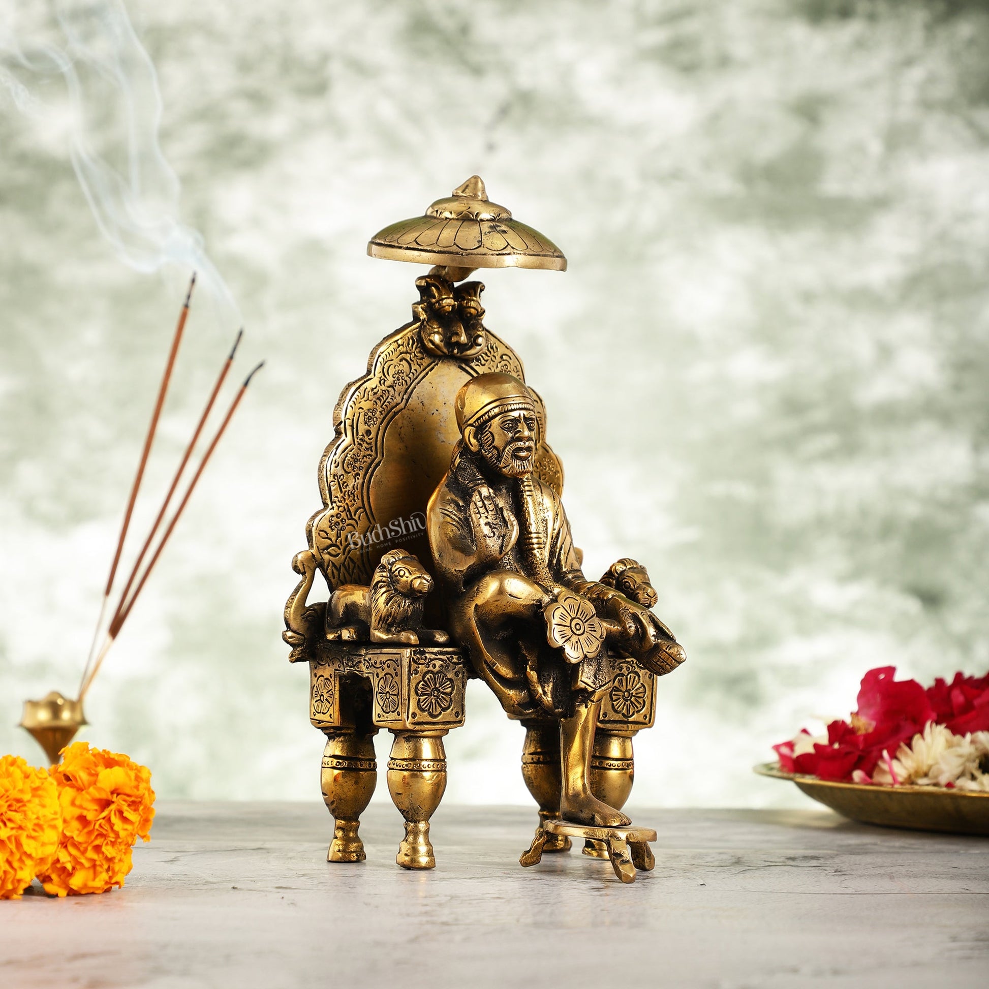 Handcrafted Brass Sai Baba Statue - 9 Inch - Budhshiv.com