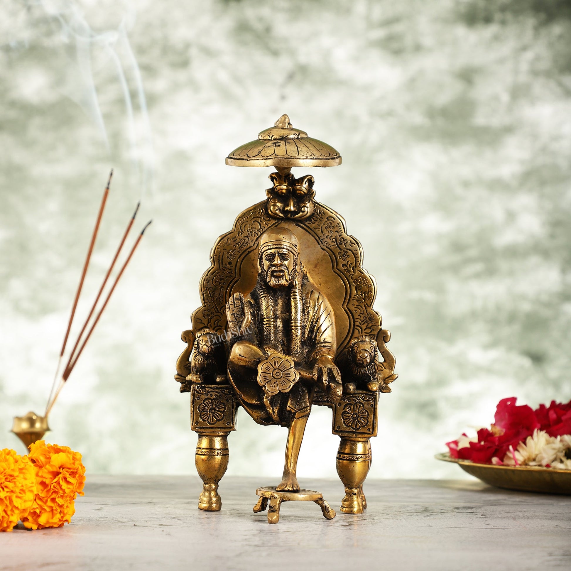 Handcrafted Brass Sai Baba Statue - 9 Inch - Budhshiv.com