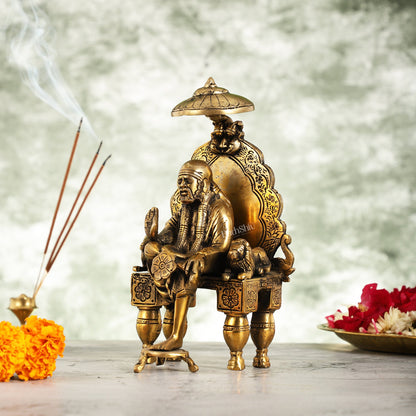 Handcrafted Brass Sai Baba Statue - 9 Inch - Budhshiv.com