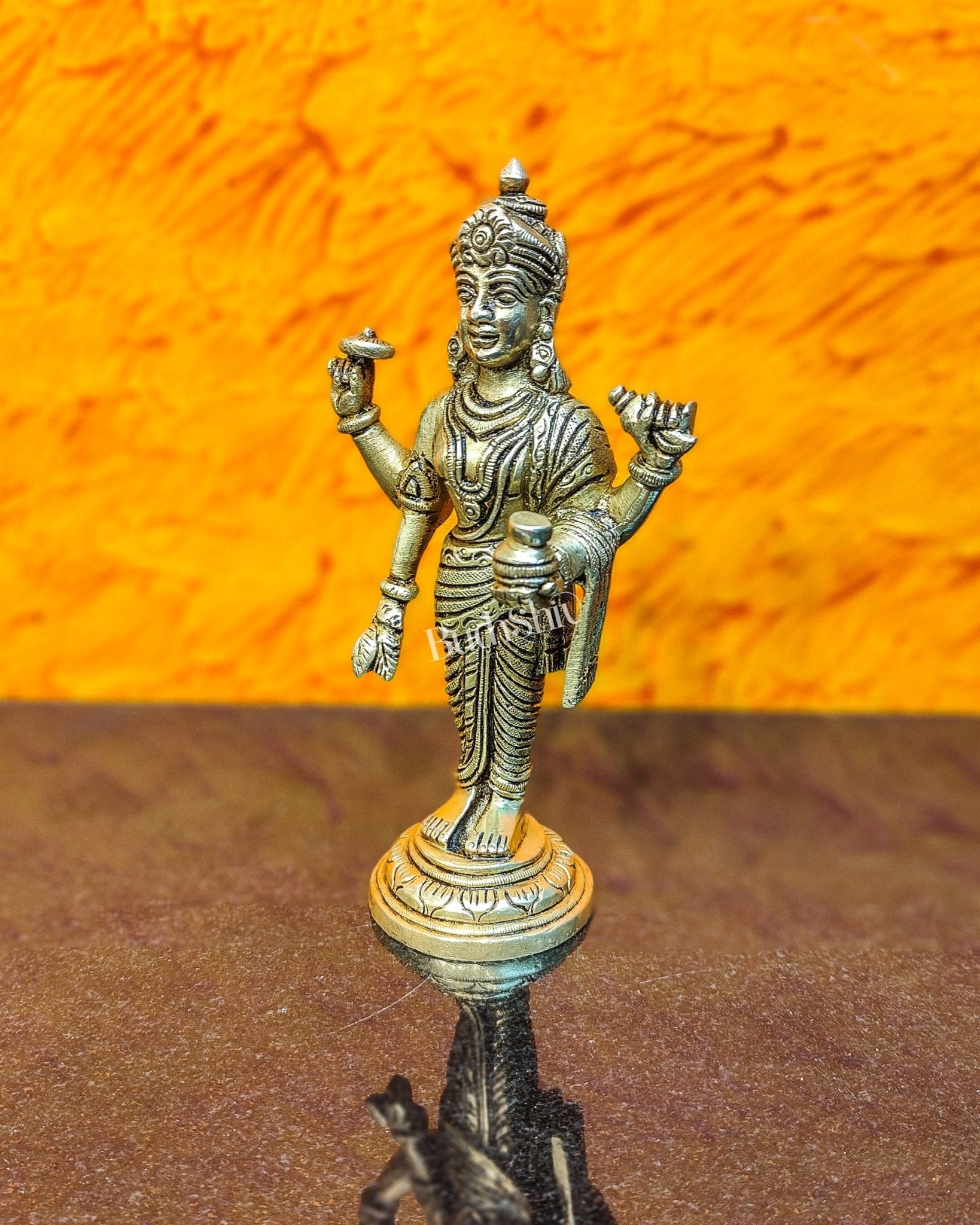 Handcrafted Brass Statue of Lord Dhanvantari, the God of Ayurveda | Fine Craftsmanship 6.5" - Budhshiv.com