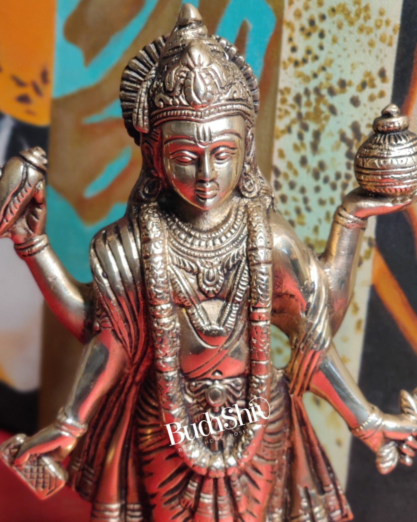 Handcrafted Brass Statue of Lord Dhanvantari, the God of Ayurveda | Fine Craftsmanship10" - Budhshiv.com