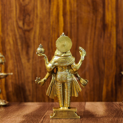 Handcrafted Brass Statue of Lord Dhanvantari, the God of Ayurveda | Fine Craftsmanship10" - Budhshiv.com