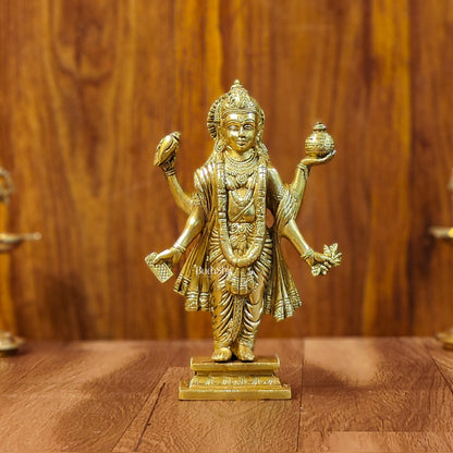 Handcrafted Brass Statue of Lord Dhanvantari, the God of Ayurveda | Fine Craftsmanship10" - Budhshiv.com