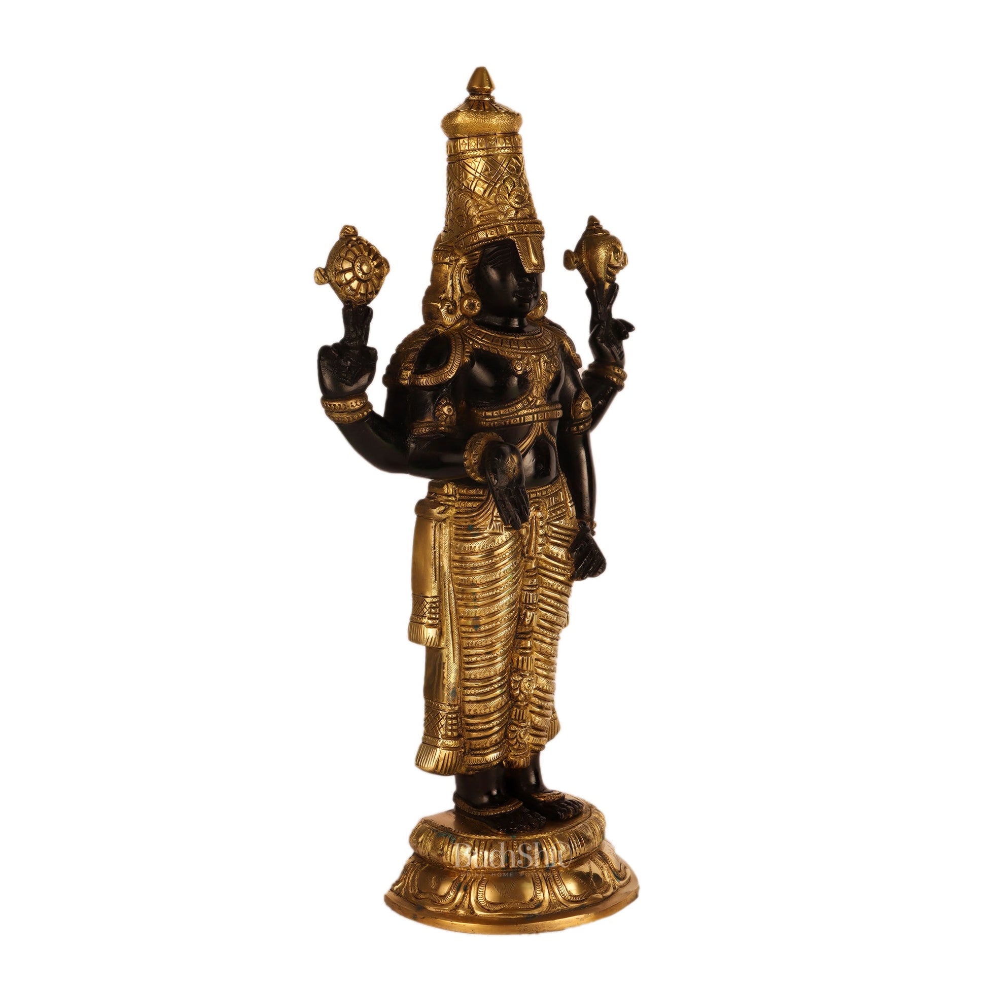 Handcrafted Brass Tirupati Balaji Statue | Lord Venkateshwara Swamy | 18 inch - Budhshiv.com