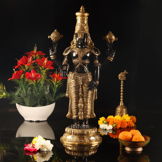 Handcrafted Brass Tirupati Balaji Statue | Lord Venkateshwara Swamy | 18 inch - Budhshiv.com
