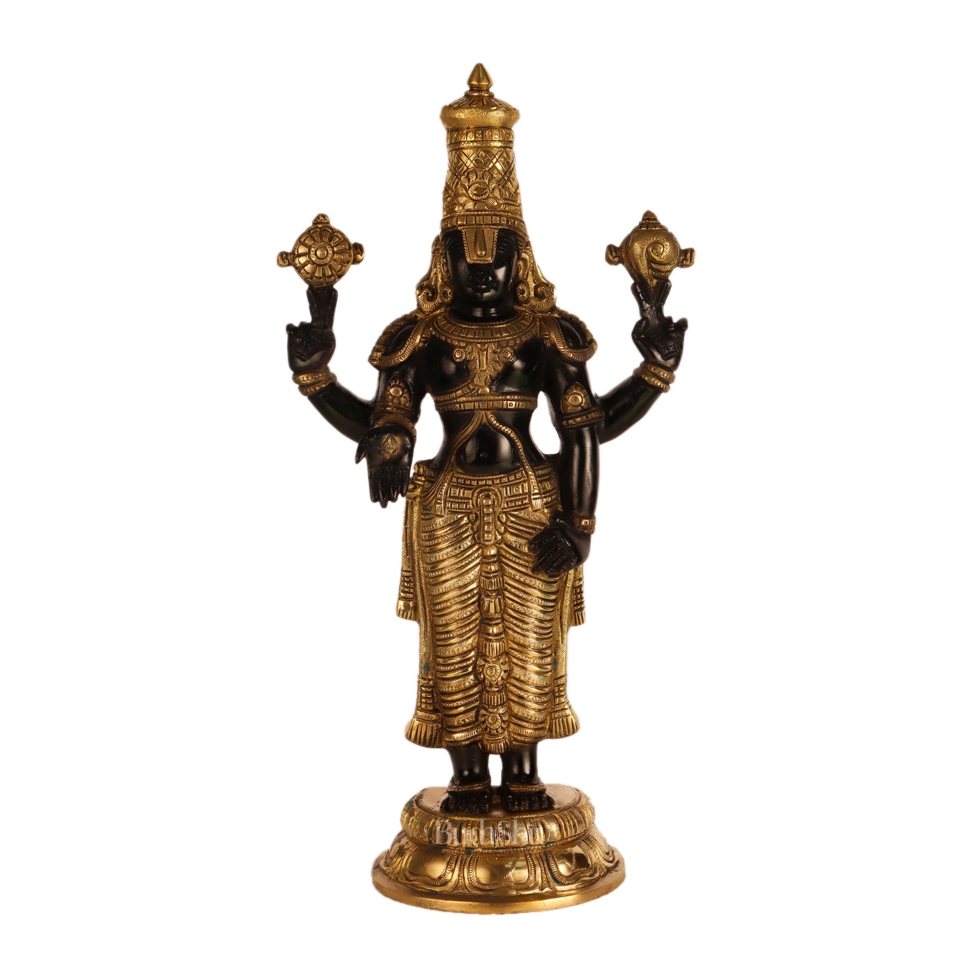 Handcrafted Brass Tirupati Balaji Statue | Lord Venkateshwara Swamy | 18 inch - Budhshiv.com