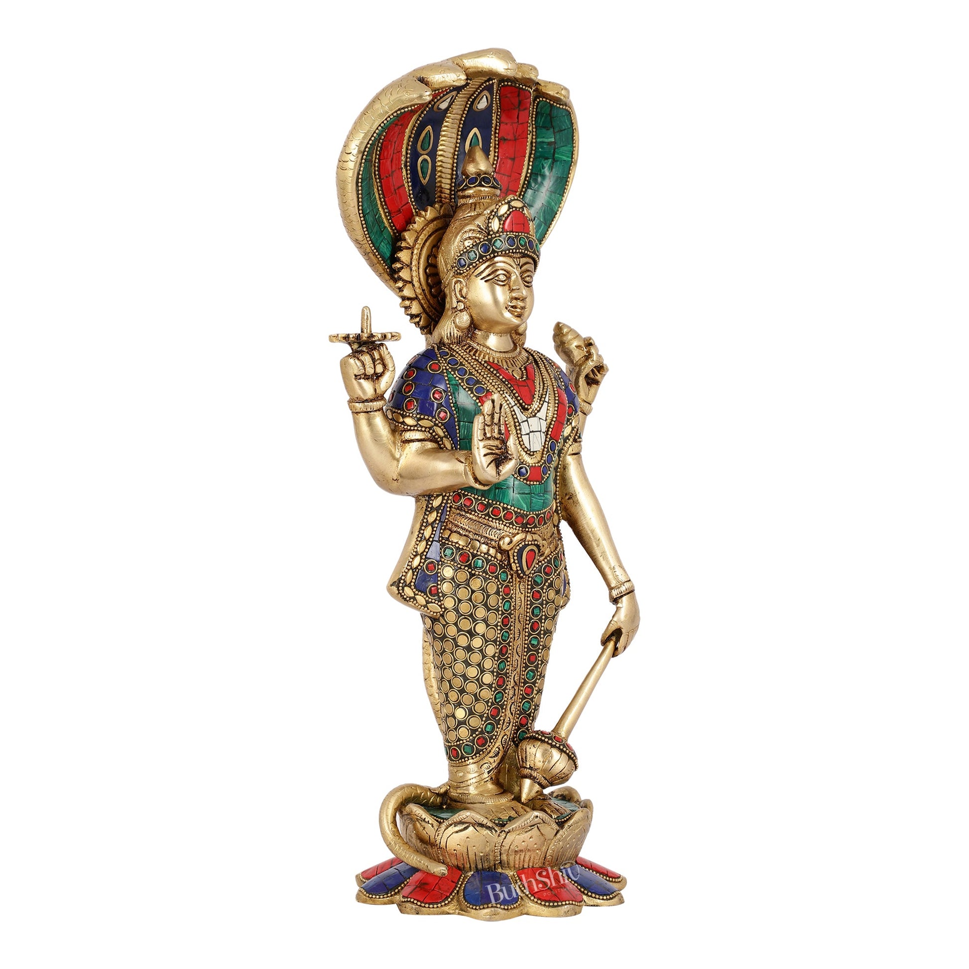 Handcrafted Brass Vishnu Statue - 17" Height | Divine Brass Idol - Budhshiv.com