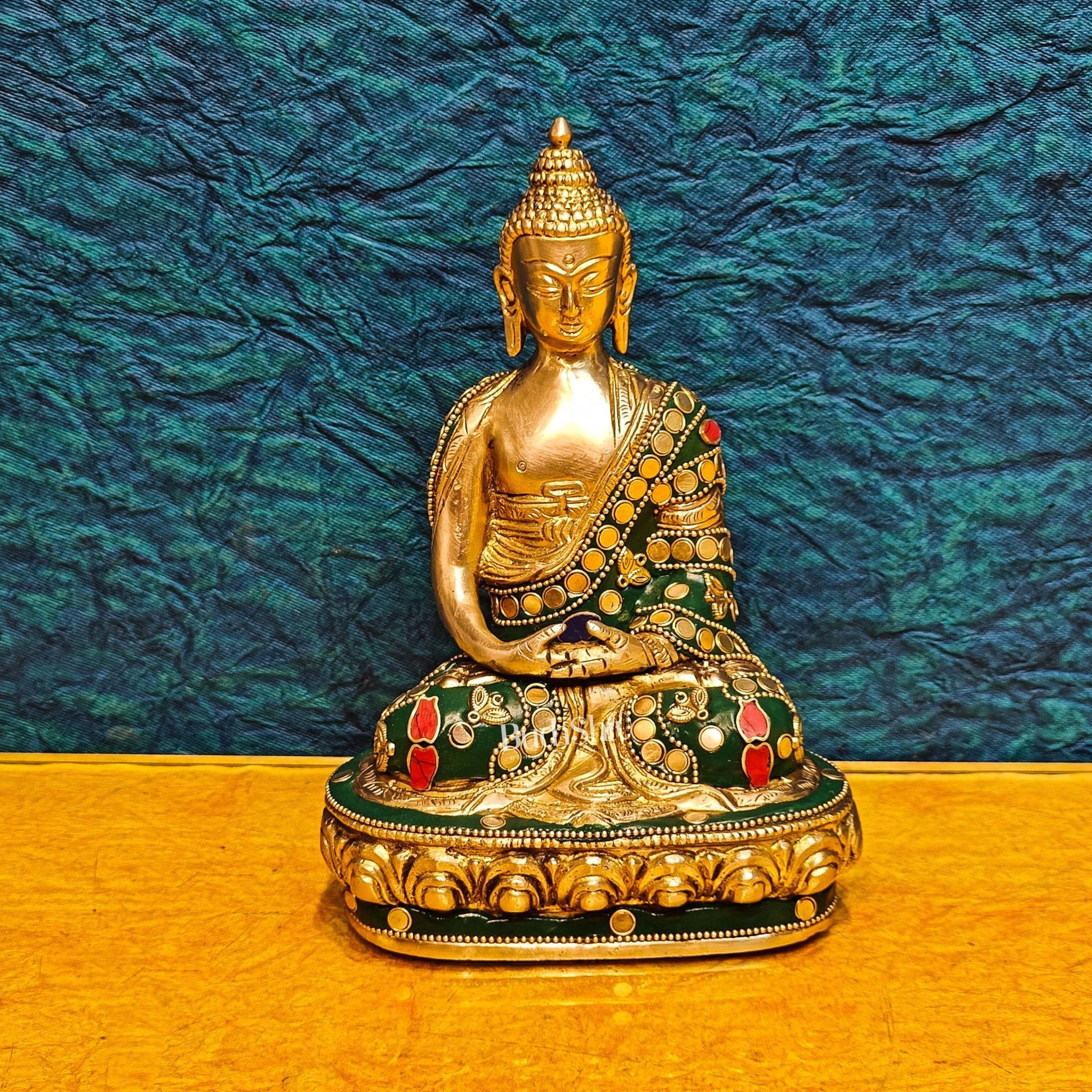 Brass Buddha Head Statue, 7.5