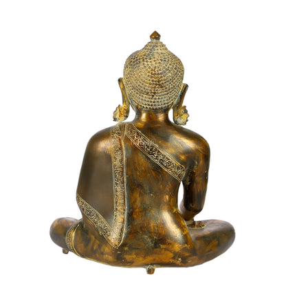 Handcrafted Fine Brass Buddha Statue | Bhoomisparsha Mudra |15" - Budhshiv.com