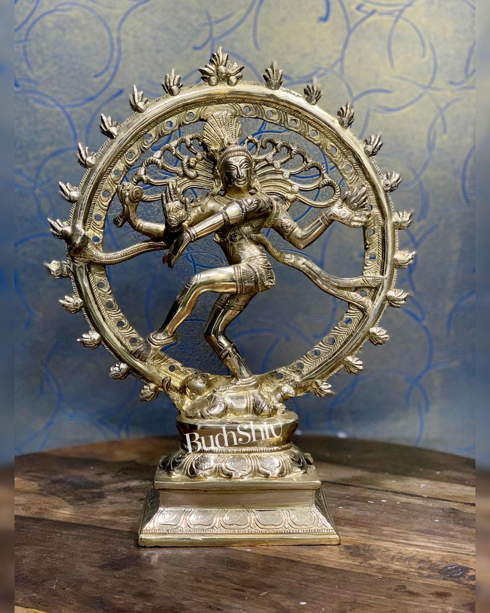 Handcrafted Fine Brass Nataraja Statue - 13" Height - Budhshiv.com