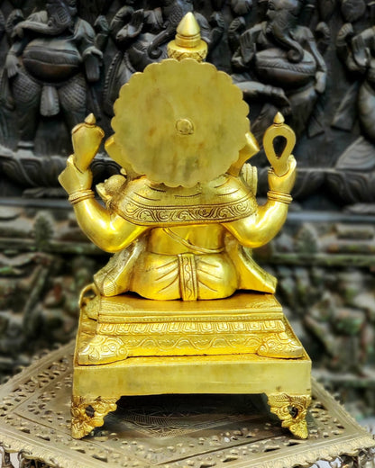 Handcrafted Ganapathi on Engraved Chowki, 20" Height - Budhshiv.com